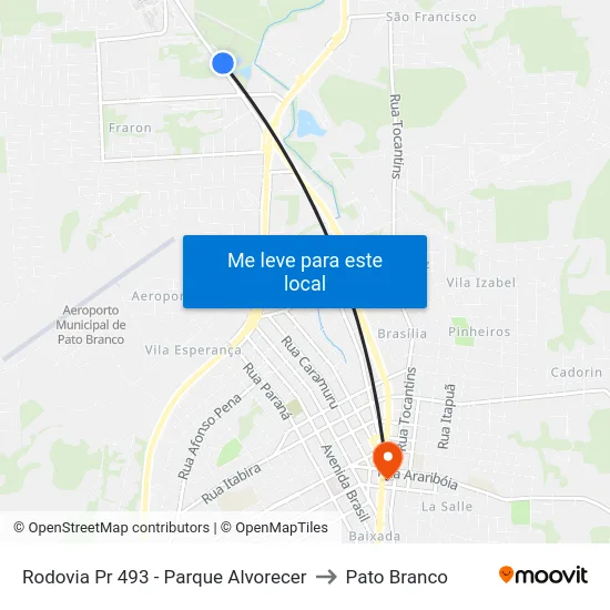 Rodovia Pr 493 - Parque Alvorecer to Pato Branco map