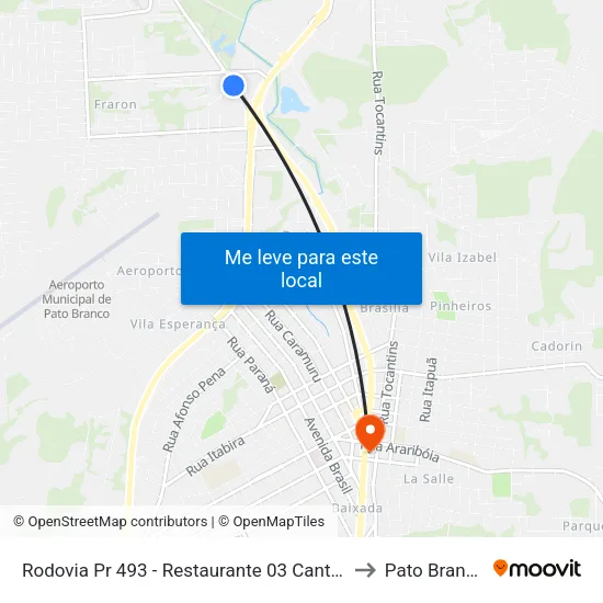 Rodovia Pr 493 - Restaurante 03 Cantos to Pato Branco map