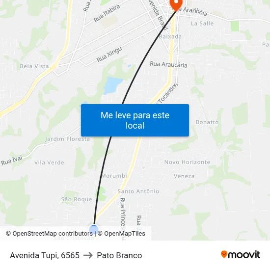 Avenida Tupi, 6565 to Pato Branco map