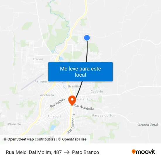 Rua Melci Dal Molim, 487 to Pato Branco map