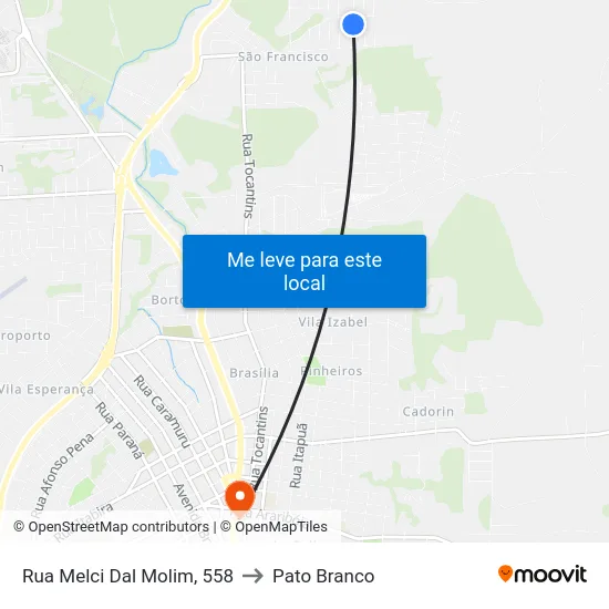 Rua Melci Dal Molim, 558 to Pato Branco map