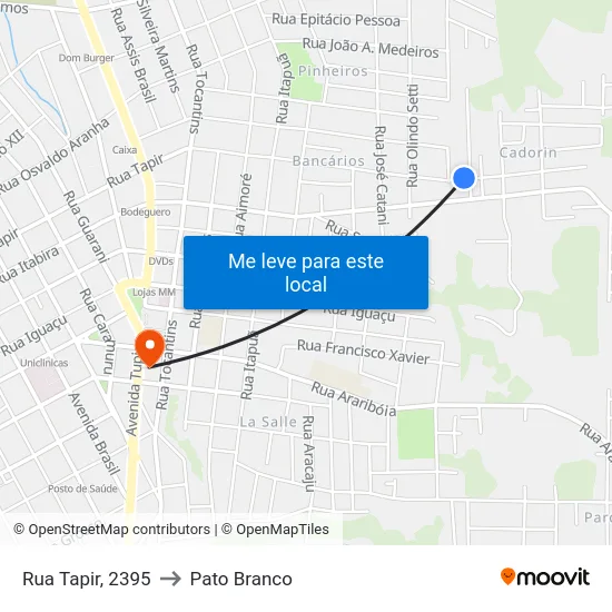 Rua Tapir, 2395 to Pato Branco map