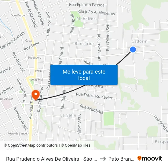 Rua Prudencio Alves De Oliveira - São Luiz to Pato Branco map