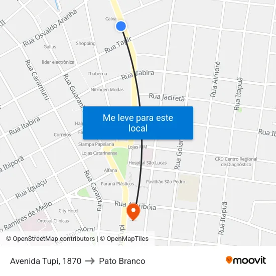 Avenida Tupi, 1870 to Pato Branco map