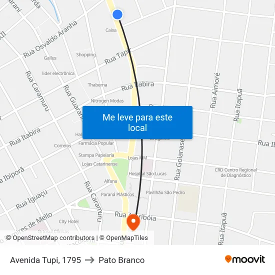 Avenida Tupi, 1795 to Pato Branco map