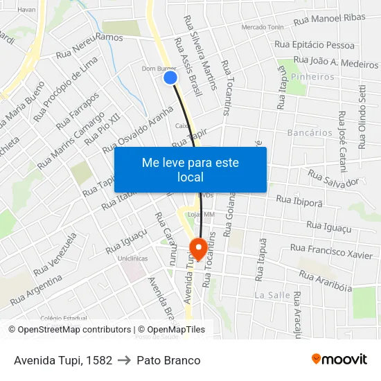 Avenida Tupi, 1582 to Pato Branco map