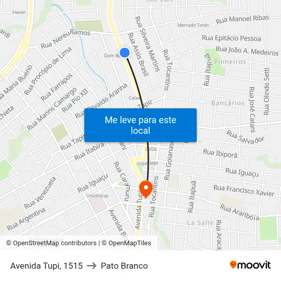 Avenida Tupi, 1515 to Pato Branco map