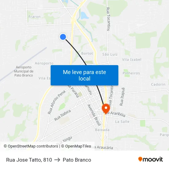 Rua Jose Tatto, 810 to Pato Branco map