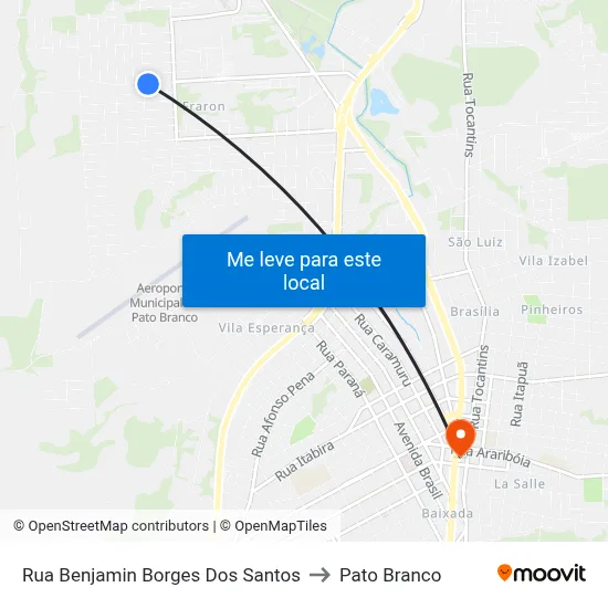 Rua Benjamin Borges Dos Santos to Pato Branco map