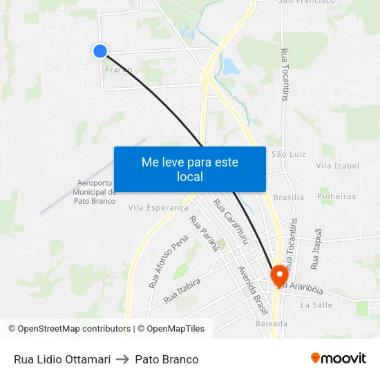 Rua Lidio Ottamari to Pato Branco map