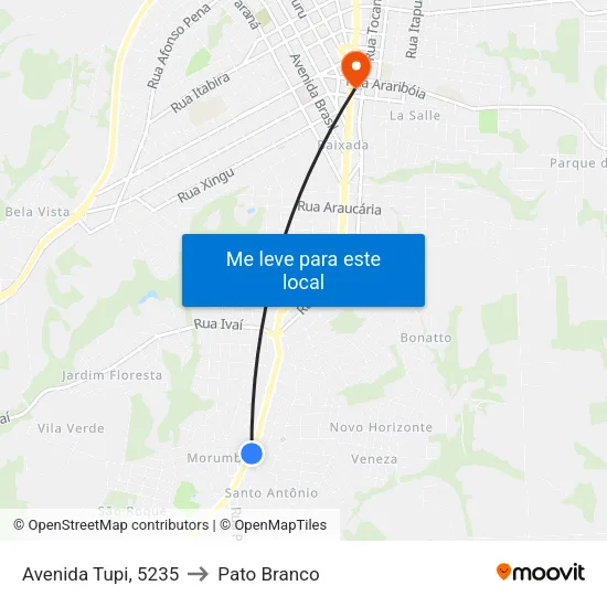 Avenida Tupi, 5235 to Pato Branco map