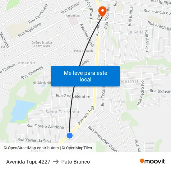 Avenida Tupi, 4227 to Pato Branco map