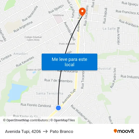 Avenida Tupi, 4206 to Pato Branco map