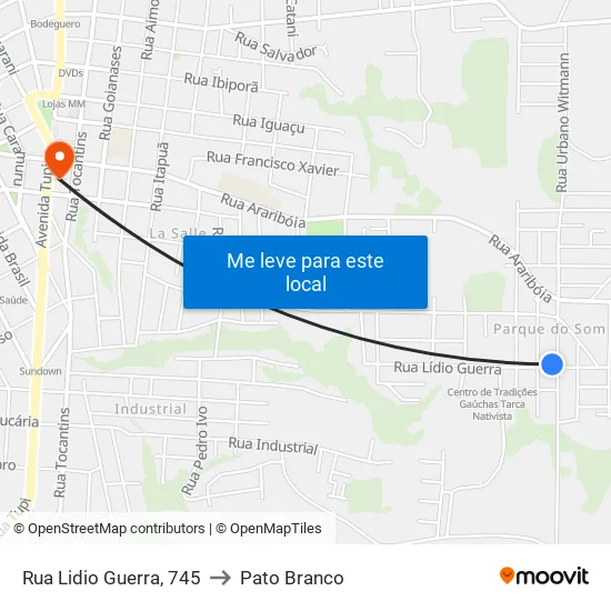 Rua Lidio Guerra, 745 to Pato Branco map