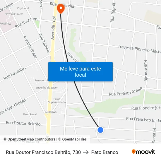 Rua Doutor Francisco Beltrão, 730 to Pato Branco map