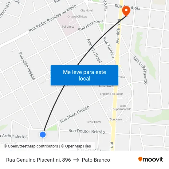 Rua Genuíno Piacentini, 896 to Pato Branco map