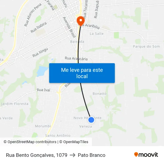Rua Bento Gonçalves, 1079 to Pato Branco map