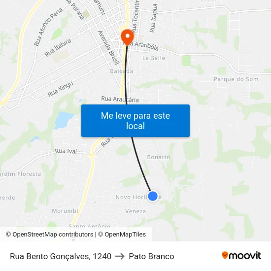 Rua Bento Gonçalves, 1240 to Pato Branco map