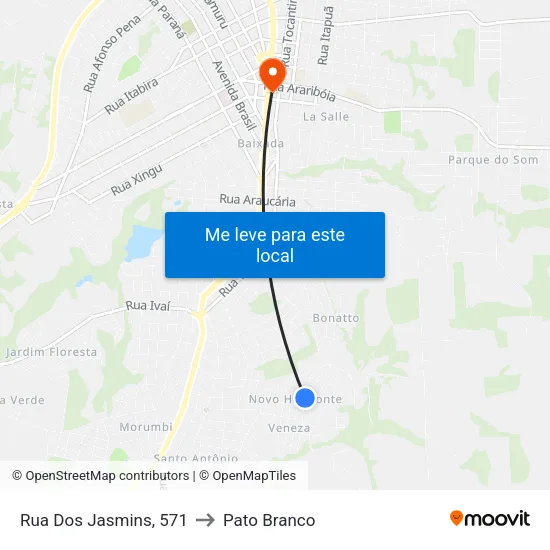 Rua Dos Jasmins, 571 to Pato Branco map