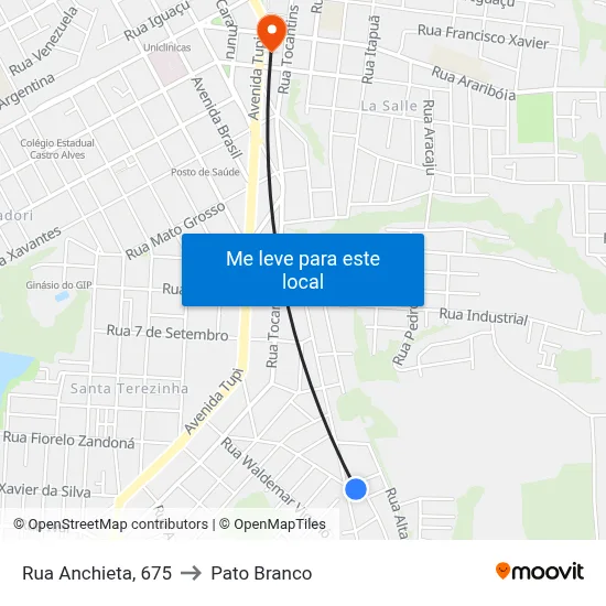 Rua Anchieta, 675 to Pato Branco map