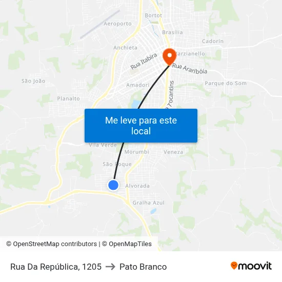 Rua Da República, 1205 to Pato Branco map