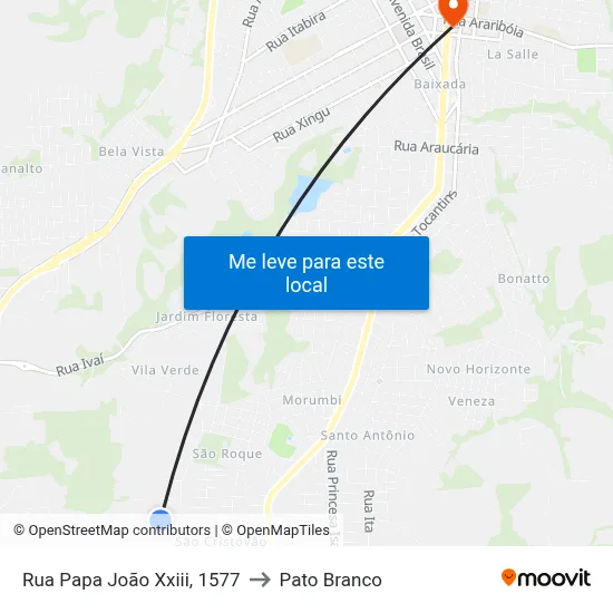 Rua Papa João Xxiii, 1577 to Pato Branco map