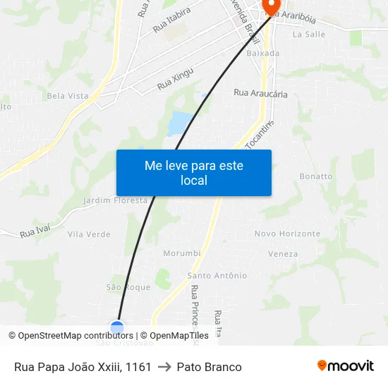 Rua Papa João Xxiii, 1161 to Pato Branco map