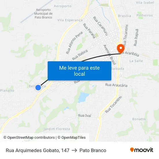 Rua Arquimedes Gobato, 147 to Pato Branco map