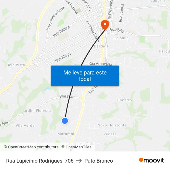 Rua Lupicínio Rodrigues, 706 to Pato Branco map