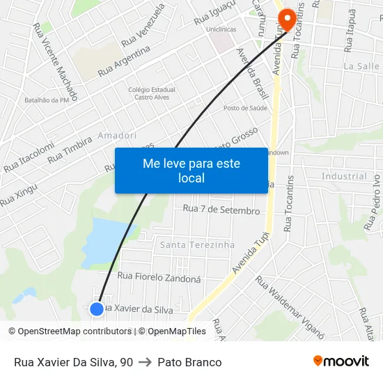 Rua Xavier Da Silva, 90 to Pato Branco map