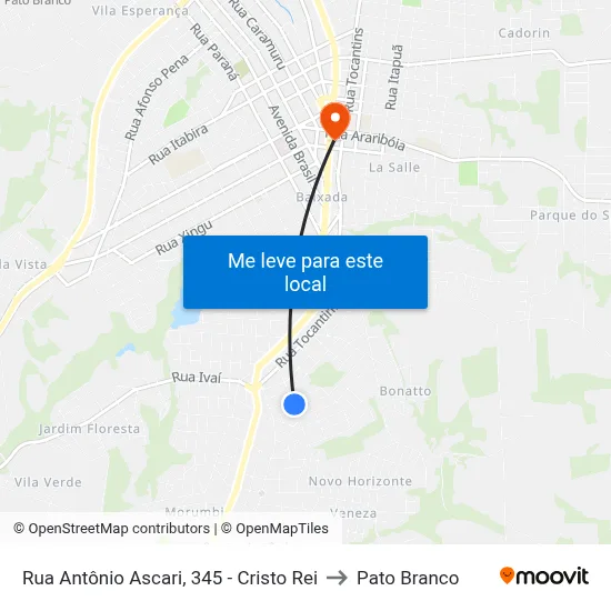 Rua Antônio Ascari, 345 - Cristo Rei to Pato Branco map