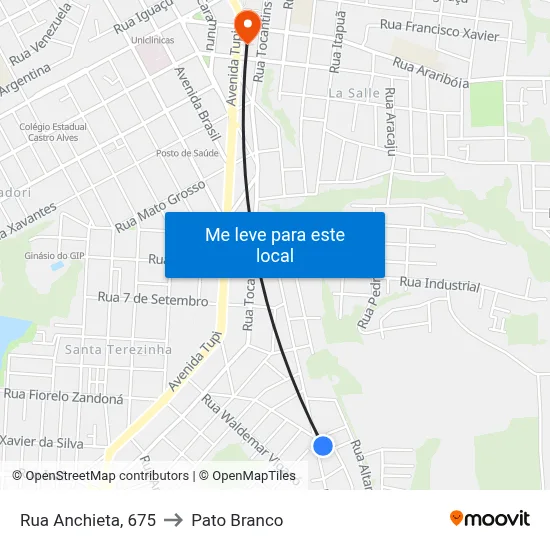 Rua Anchieta, 675 to Pato Branco map