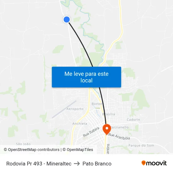 Rodovia Pr 493 - Mineraltec to Pato Branco map