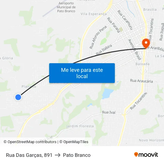 Rua Das Garças, 891 to Pato Branco map
