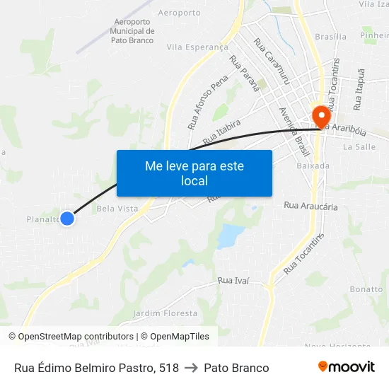 Rua Édimo Belmiro Pastro, 518 to Pato Branco map