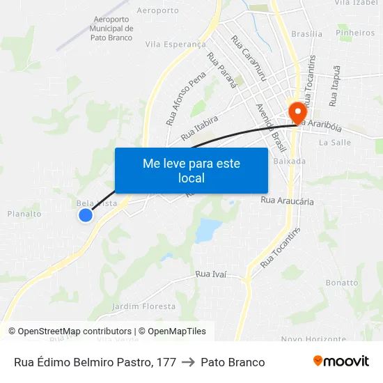 Rua Édimo Belmiro Pastro, 177 to Pato Branco map