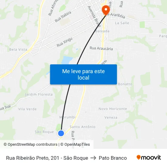 Rua Ribeirão Preto, 201 - São Roque to Pato Branco map