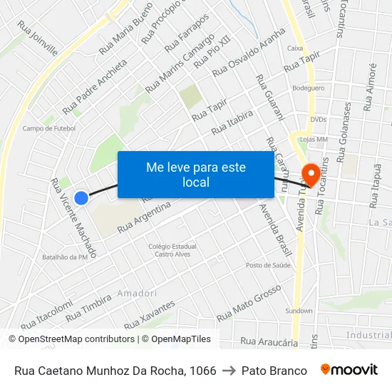 Rua Caetano Munhoz Da Rocha, 1066 to Pato Branco map