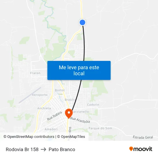Rodovia Br 158 to Pato Branco map