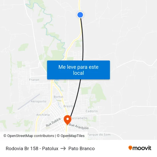 Rodovia Br 158 - Patolux to Pato Branco map