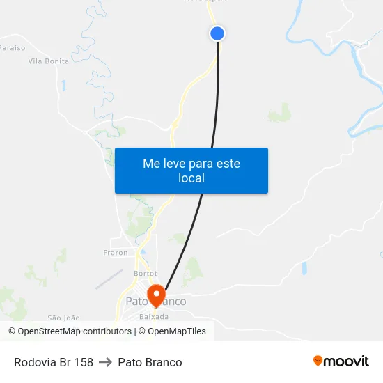 Rodovia Br 158 to Pato Branco map