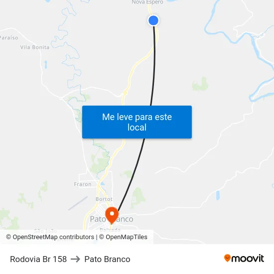 Rodovia Br 158 to Pato Branco map