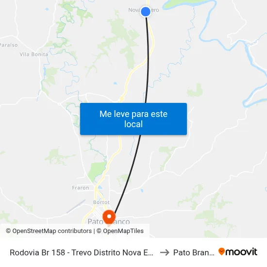 Rodovia Br 158 - Trevo Distrito Nova Espero to Pato Branco map