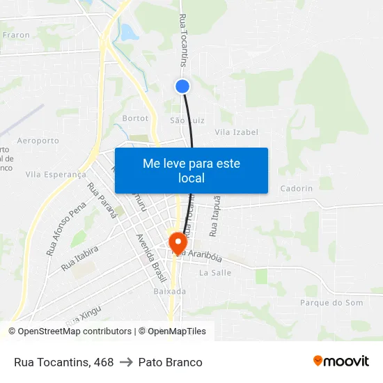 Rua Tocantins, 468 to Pato Branco map