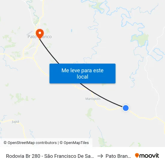 Rodovia Br 280 - São Francisco De Sales to Pato Branco map