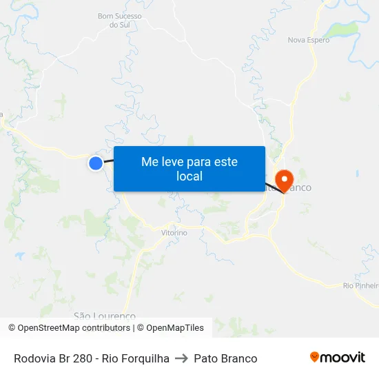 Rodovia Br 280 - Rio Forquilha to Pato Branco map
