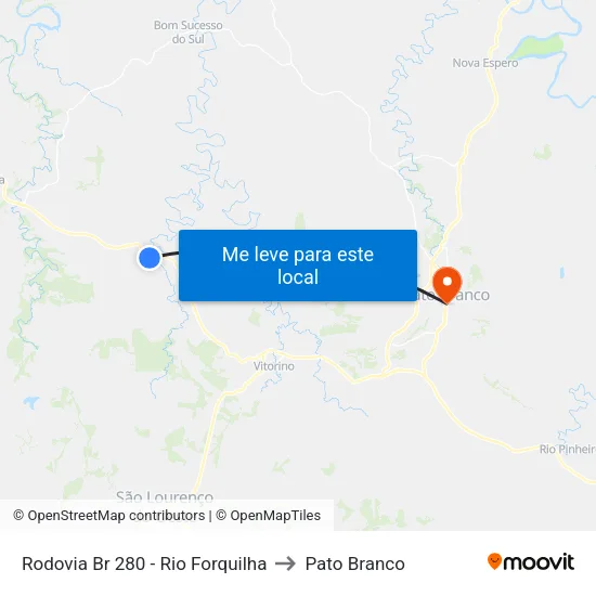 Rodovia Br 280 - Rio Forquilha to Pato Branco map