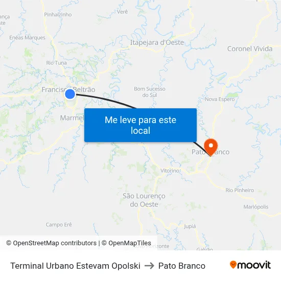 Terminal Urbano Estevam Opolski to Pato Branco map