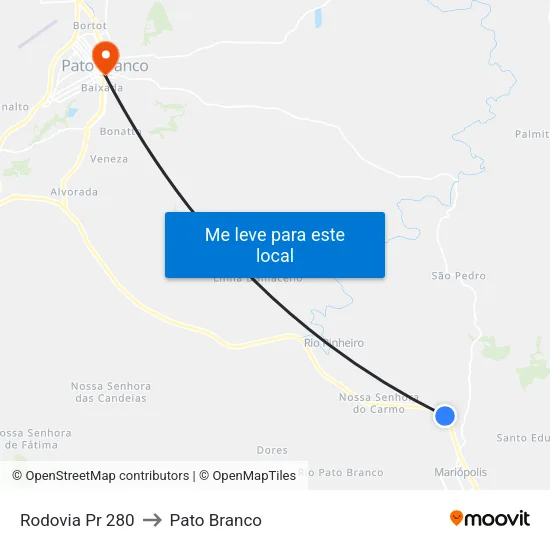 Rodovia Pr 280 to Pato Branco map