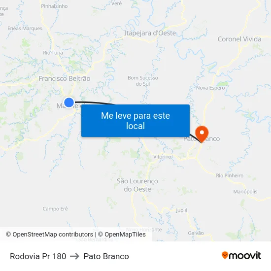 Rodovia Pr 180 to Pato Branco map